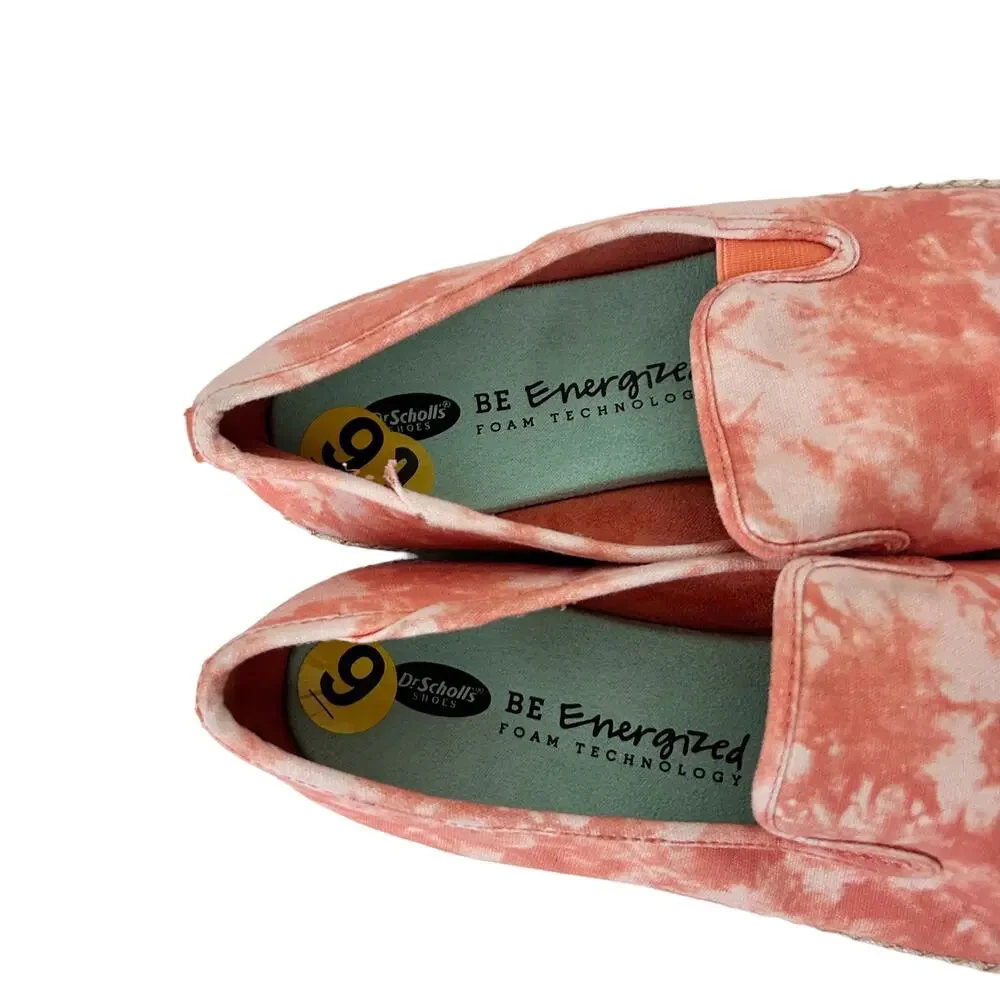 Dr. Scholls Far Out Orange Tie Dye Espadrille Slip On Shoes Sz 9
